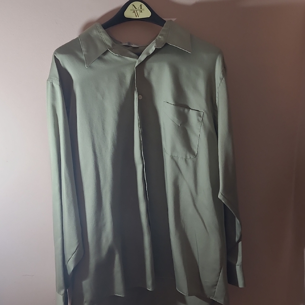 Geoffrey Beene Sage Green Casual Button Down Shirt
